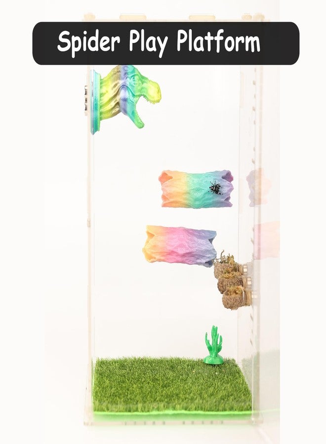 Daerky Jumping Spider Hide, Spider Hiding cave, Tree Jumping Spider Climbing Toy with cave, Magnetic Hiding Habitat, 3D Printed, Small Reptile Enclosure Decoration Accessories (Wood Color) - Image 5